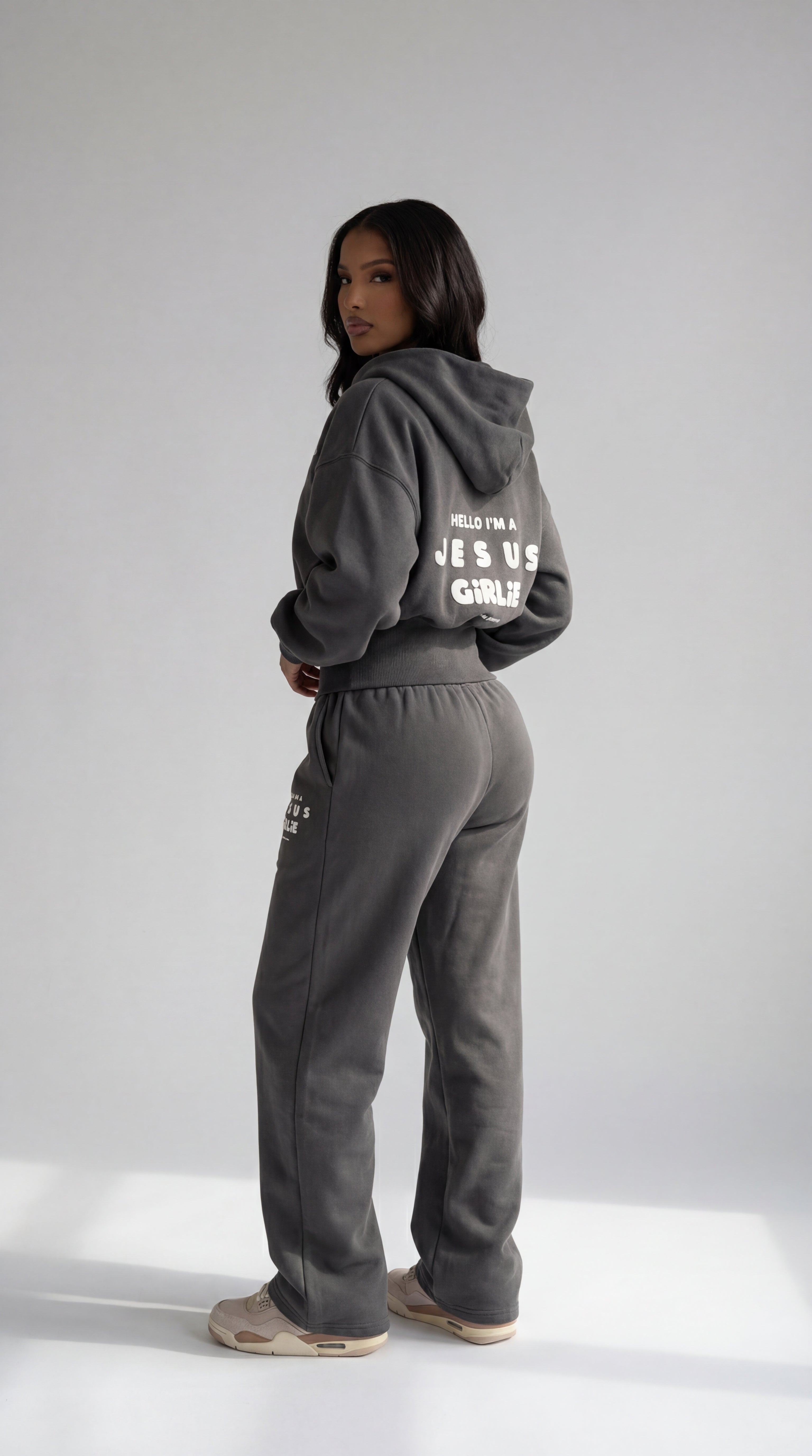 Jesus Girlie OG Zip Up Charcoal All Things Jesus