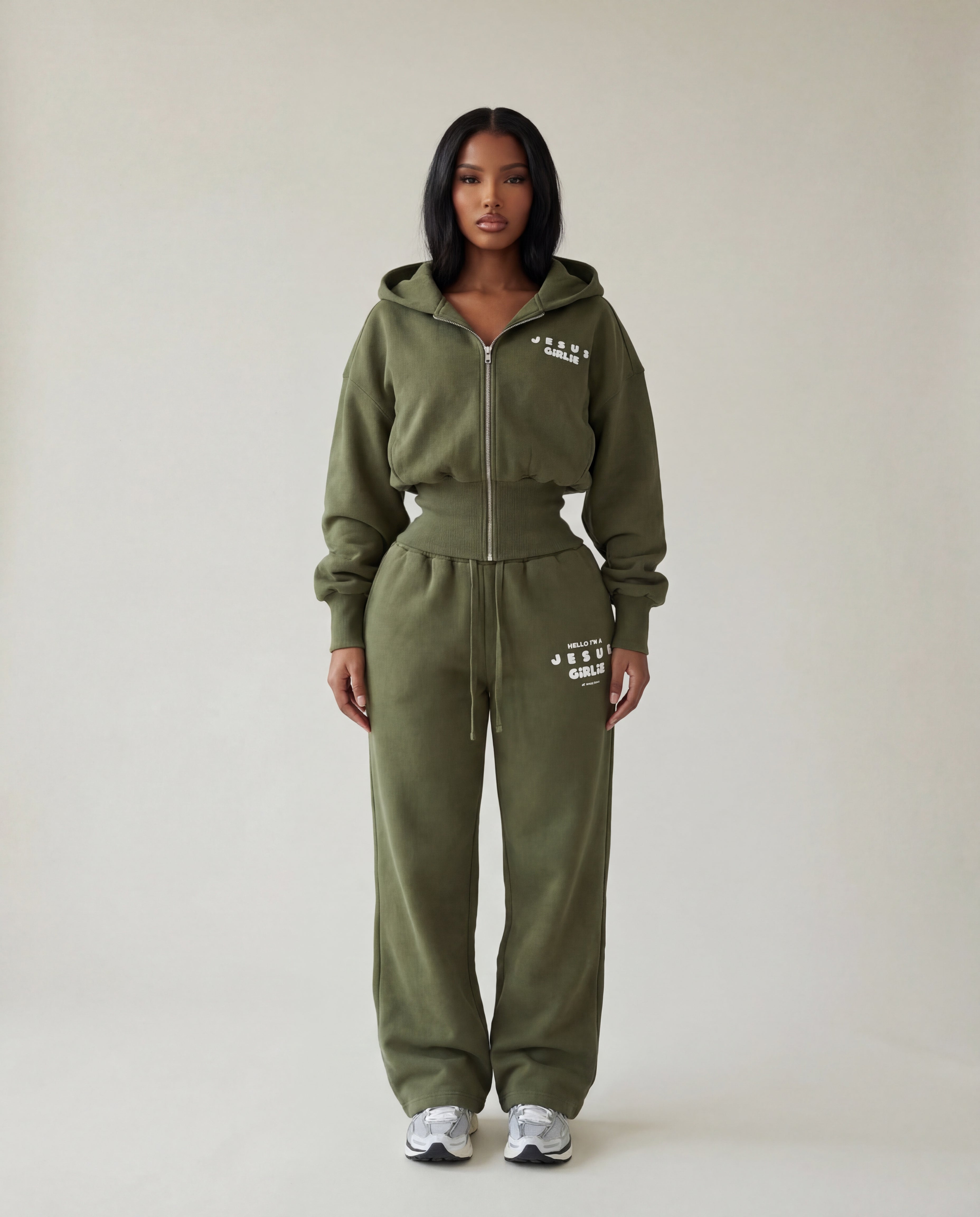 Jesus Girlie OG Zip Up Olive All Things Jesus