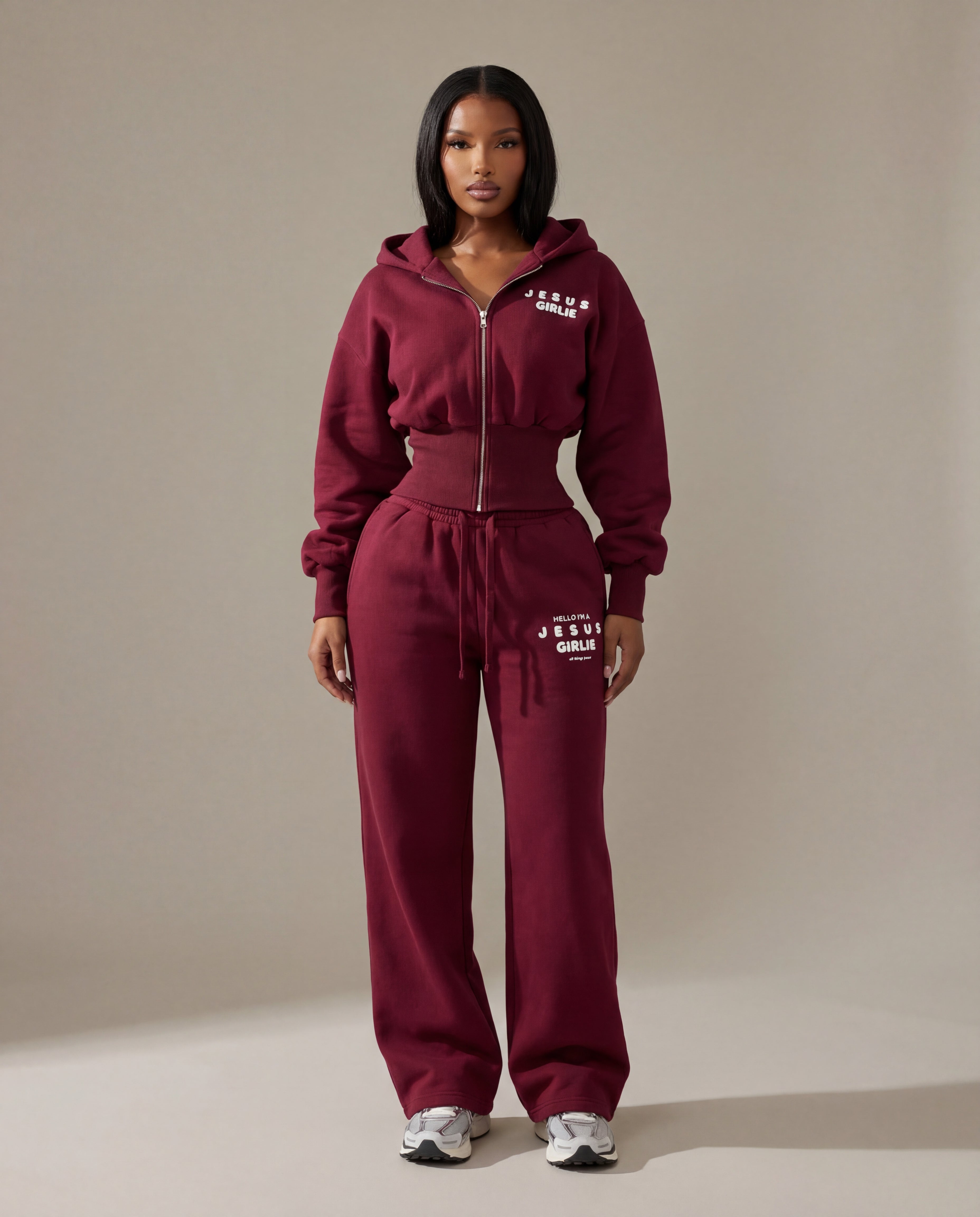 Jesus Girlie OG Zip Up - Burgundy All Things Jesus