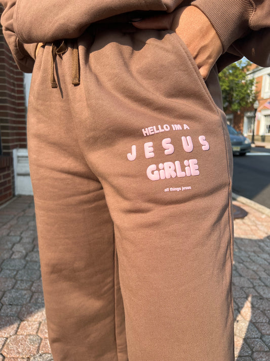 JESUS GIRLIE CHOCOLATE BROWN SWEATPANTS - PRE ORDER**