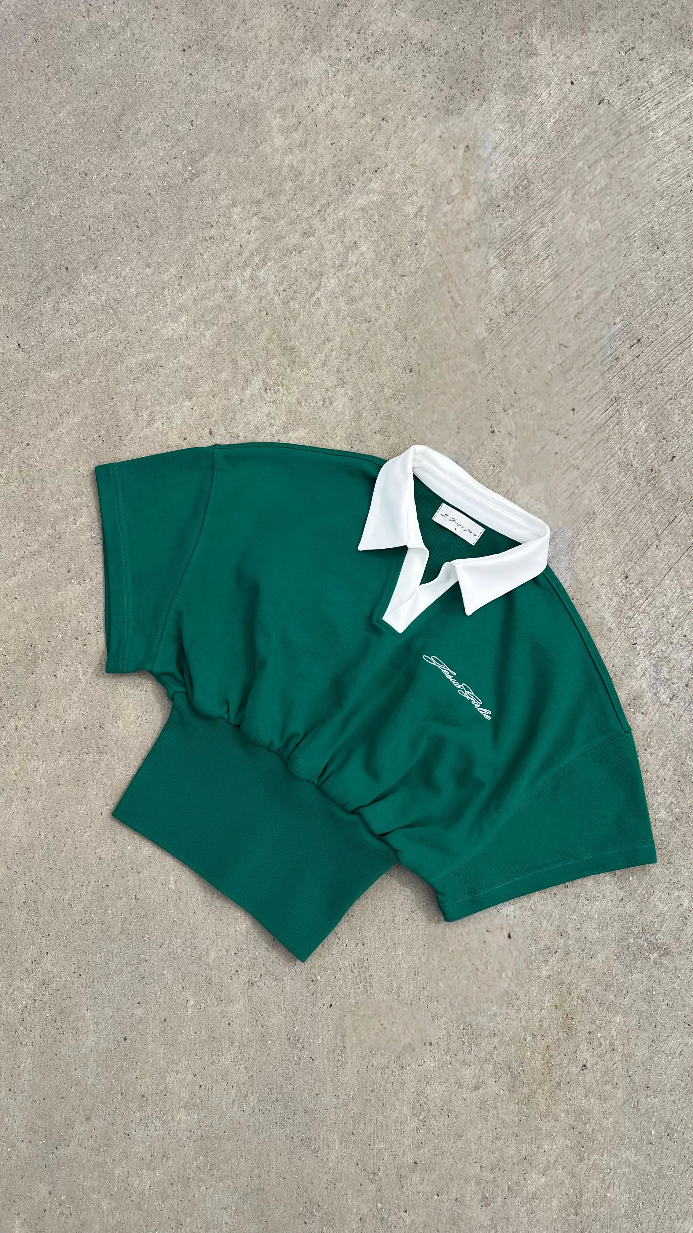 Front of Collar’d in Grace V Neck Forest Green All Things Jesus